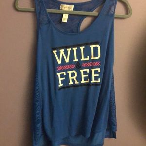 A blue tank top
